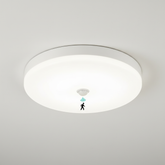 Ceiling light fixture with sensor icon on a white background
